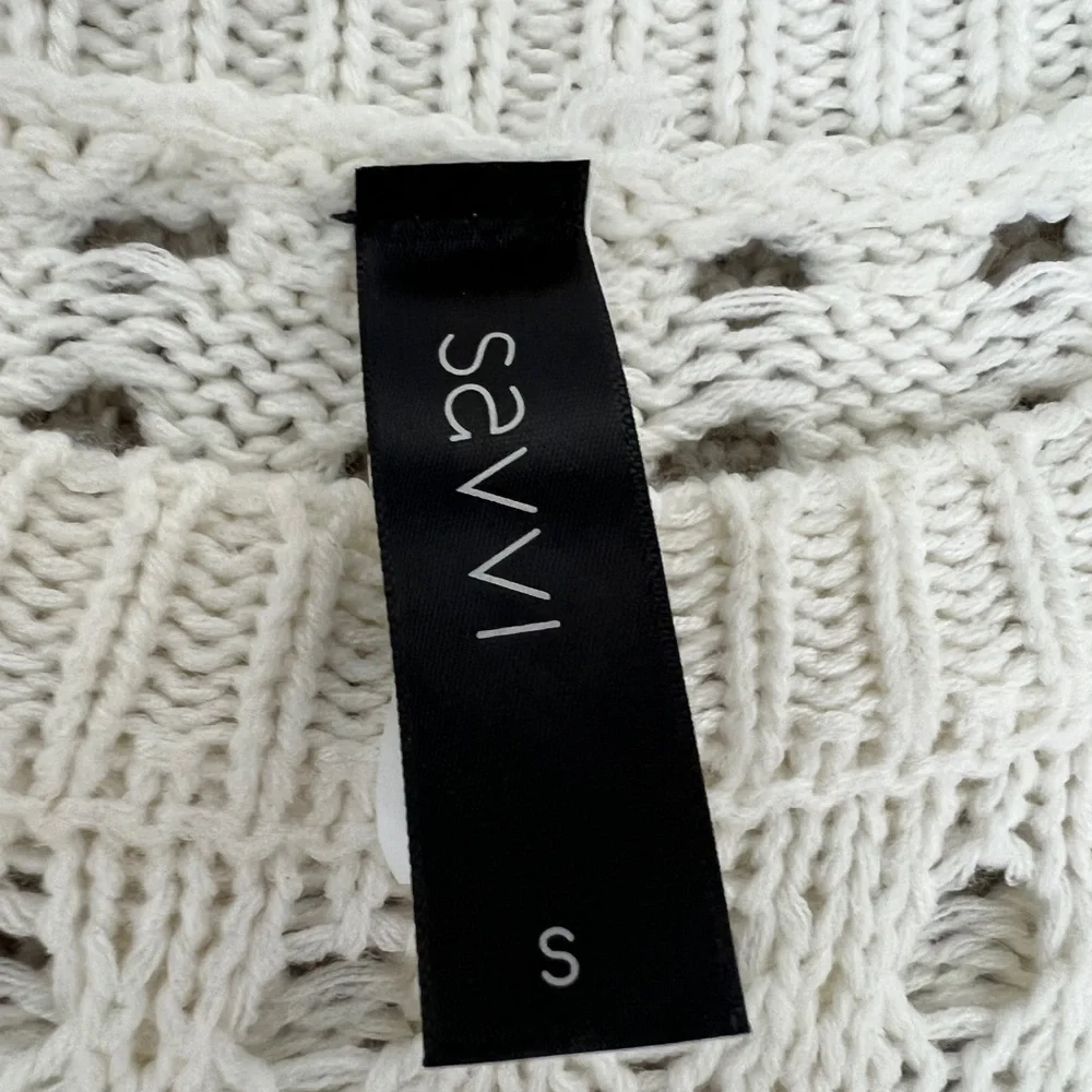 Savvi Off White Crochet Luxury Boutique Light Sweater, On/Off Shoulder Dana